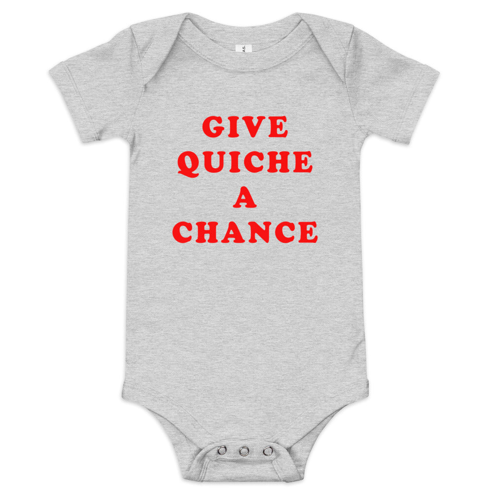 Give Quiche A Chance Comedy Quote Baby Grow