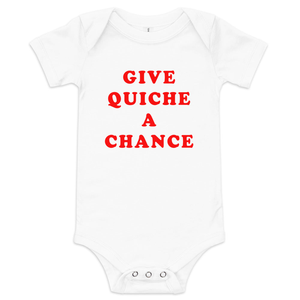Give Quiche A Chance Comedy Quote Baby Grow