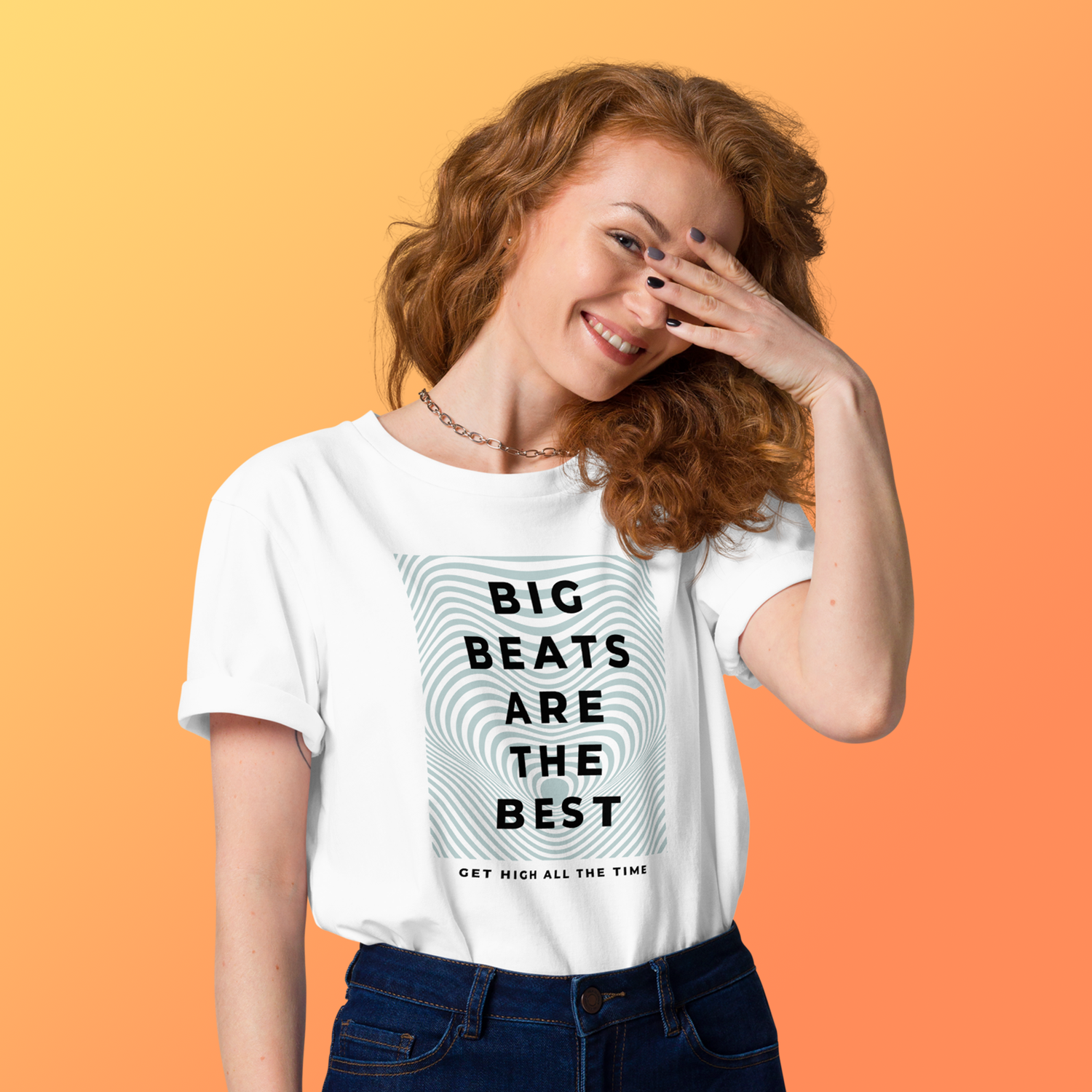 White "Big Beats Are The Best Get High All The Time" T-Shirt inspired by Peep Show